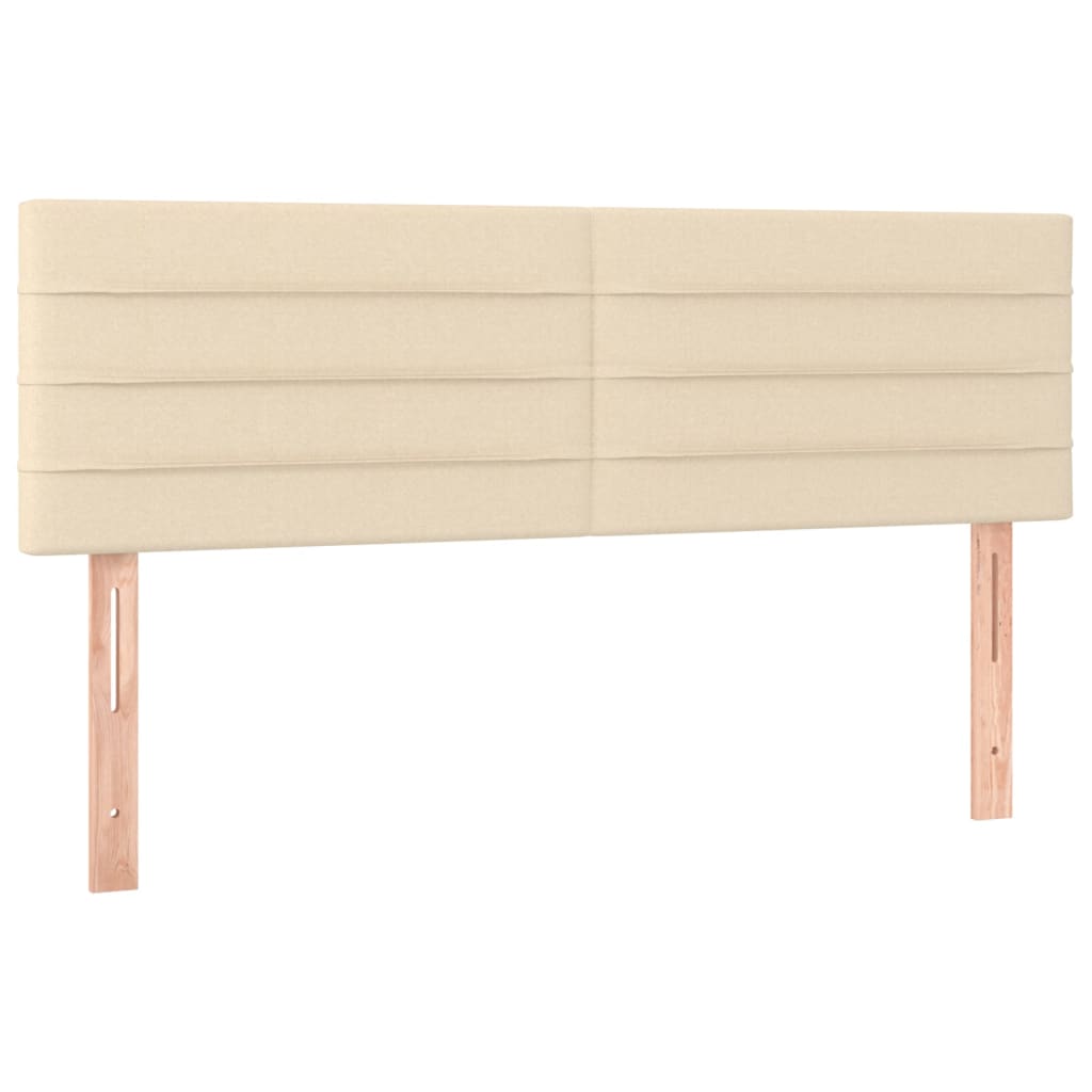 Cama box spring c/ colchão e LED 140x190 cm tecido cor creme