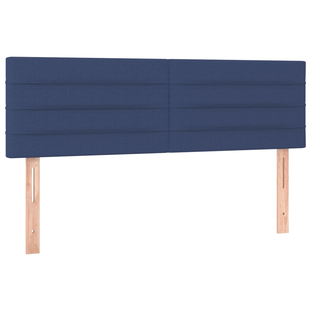 Cama box spring c/ colchão e LED 140x190 cm tecido azul