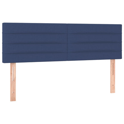 Cama box spring c/ colchão e LED 140x190 cm tecido azul