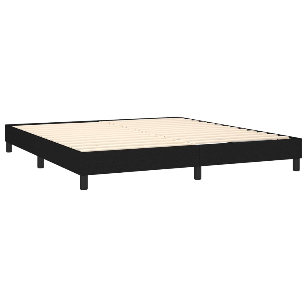 Cama box spring c/ colchão e LED 180x200 cm tecido preto