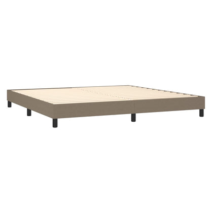 Cama box spring colchão/LED 200x200cm tecido cinza-acastanhado