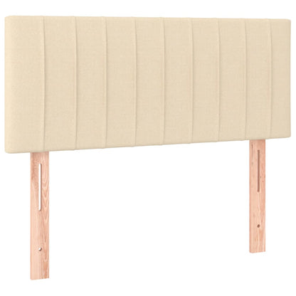 Cama box spring c/ colchão e LED 90x190 cm tecido cor creme