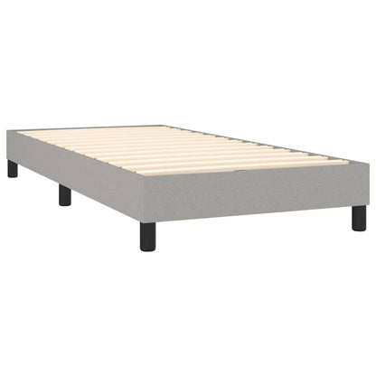 Cama box spring c/ colchão e LED 90x200 cm tecido cinza-claro