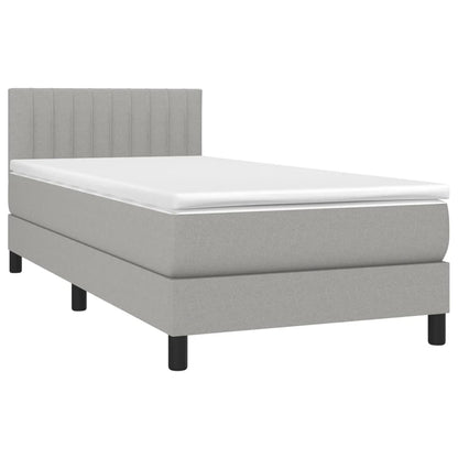 Cama box spring c/ colchão e LED 100x200 cm tecido cinza-claro