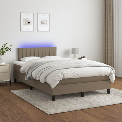 Cama box spring colchão/LED 120x200cm tecido cinza-acastanhado