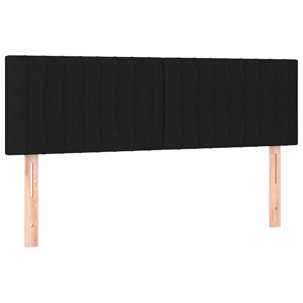 Cama box spring c/ colchão e LED 140x190 cm tecido preto