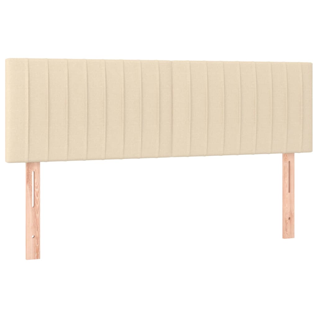 Cama box spring c/ colchão e LED 140x190 cm tecido cor creme