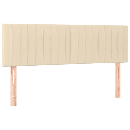 Cama box spring c/ colchão e LED 140x190 cm tecido cor creme