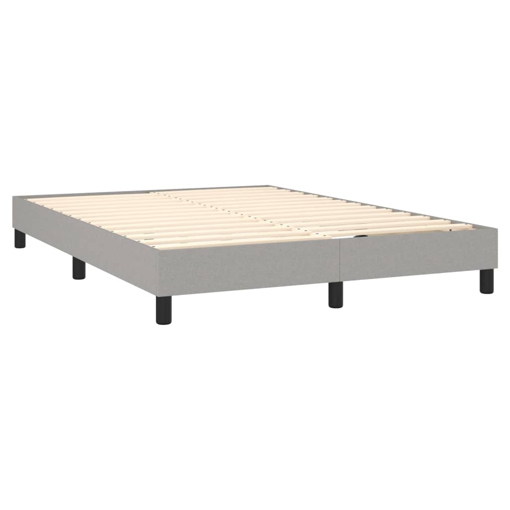 Cama box spring c/ colchão e LED 140x200 cm tecido cinza-claro