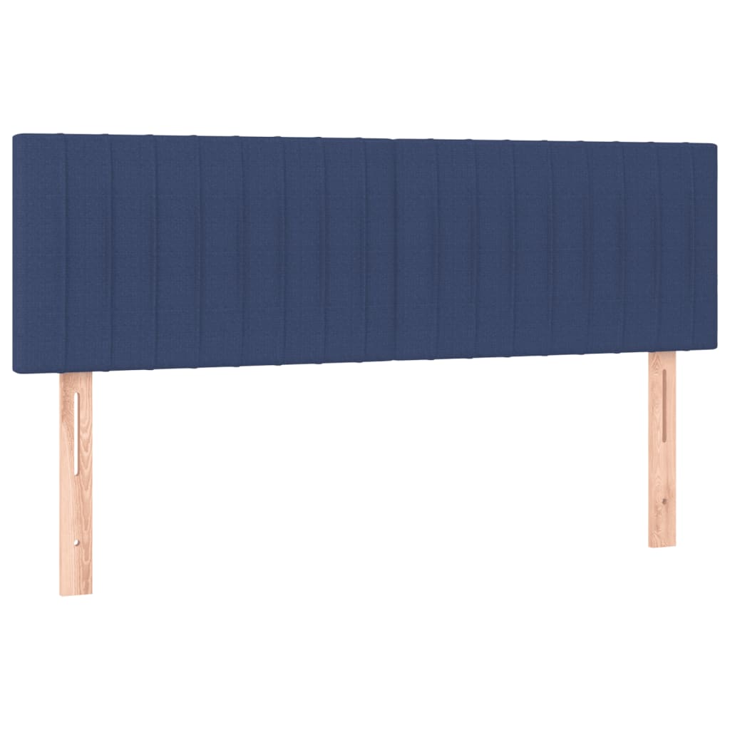 Cama box spring c/ colchão e LED 140x200 cm tecido azul