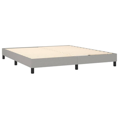 Cama box spring c/ colchão e LED 180x200 cm tecido cinza-claro