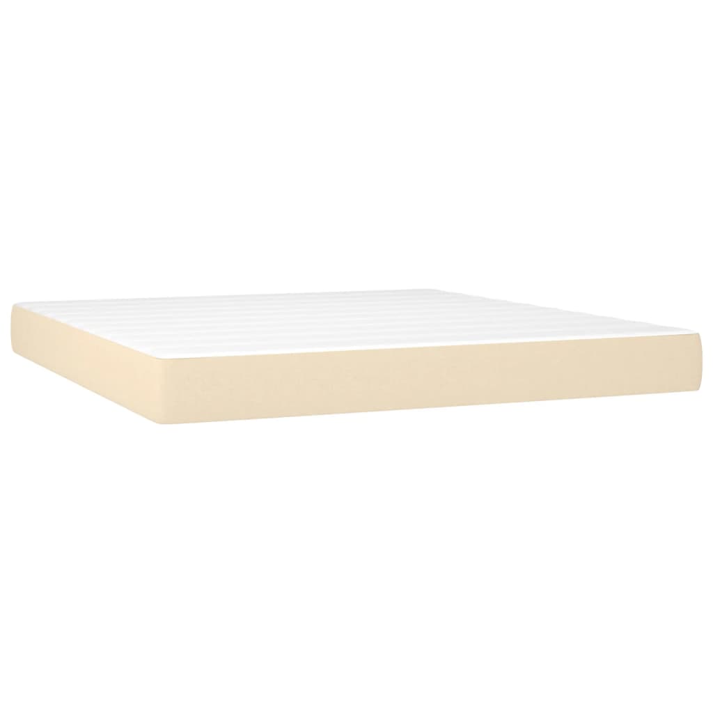 Cama box spring c/ colchão e LED 180x200 cm tecido cor creme