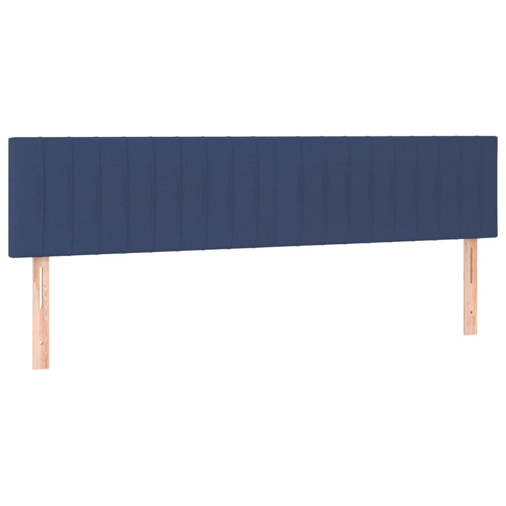 Cama box spring c/ colchão e LED 200x200 cm tecido azul