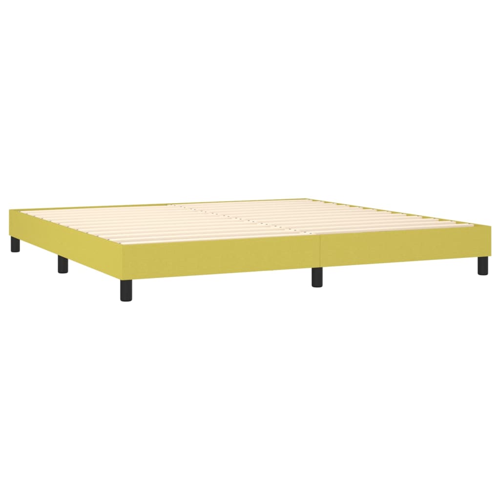 Cama box spring c/ colchão e LED 200x200 cm tecido verde