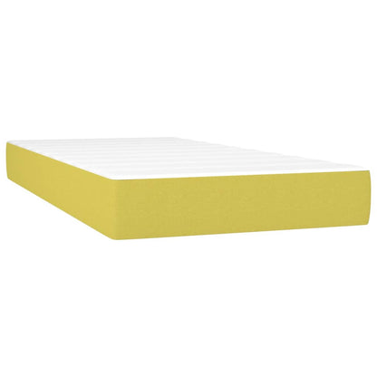 Cama box spring c/ colchão e LED 200x200 cm tecido verde