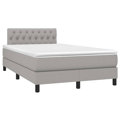 Cama box spring c/ colchão e LED 120x200 cm tecido cinza-claro