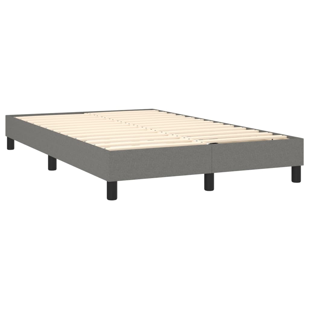 Cama box spring c/ colchão e LED 120x200 cm tecido cinza-escuro