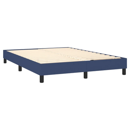 Cama box spring c/ colchão e LED 140x190 cm tecido azul