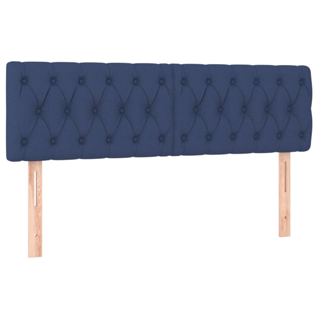 Cama box spring c/ colchão e LED 140x190 cm tecido azul