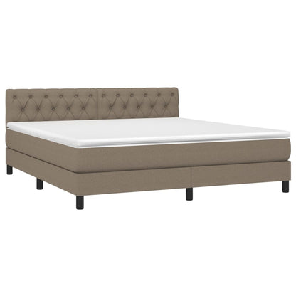 Cama box spring colchão/LED 160x200 cm tecido cinza-acastanhado