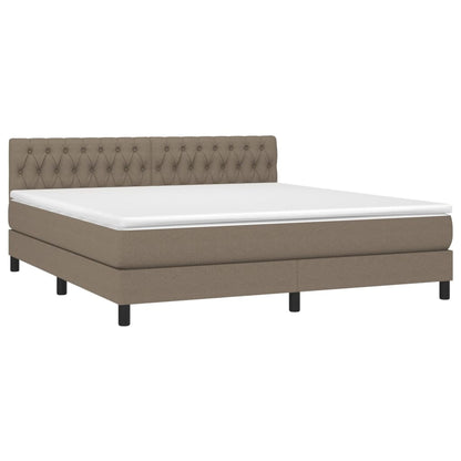 Cama box spring colchão/LED 180x200cm tecido cinza-acastanhado