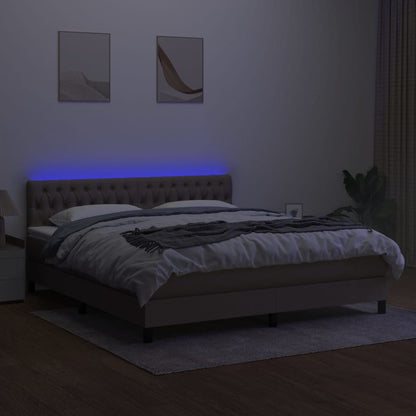 Cama box spring colchão/LED 180x200cm tecido cinza-acastanhado