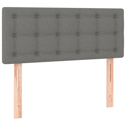 Cama box spring c/ colchão e LED 80x200 cm tecido cinza-escuro