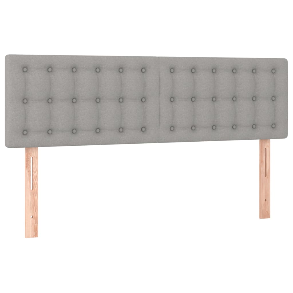 Cama box spring c/ colchão e LED 140x190 cm tecido cinza-claro