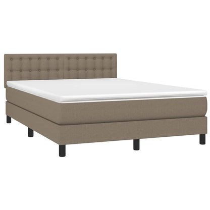 Cama box spring colchão/LED 140x190cm tecido cinza-acastanhado