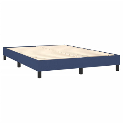 Cama box spring c/ colchão e LED 140x200 cm tecido azul