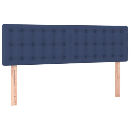 Cama box spring c/ colchão e LED 140x200 cm tecido azul