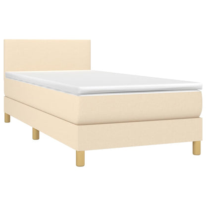 Cama box spring c/ colchão e LED 80x200 cm tecido cor creme