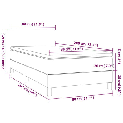 Cama box spring c/ colchão e LED 80x200 cm tecido azul