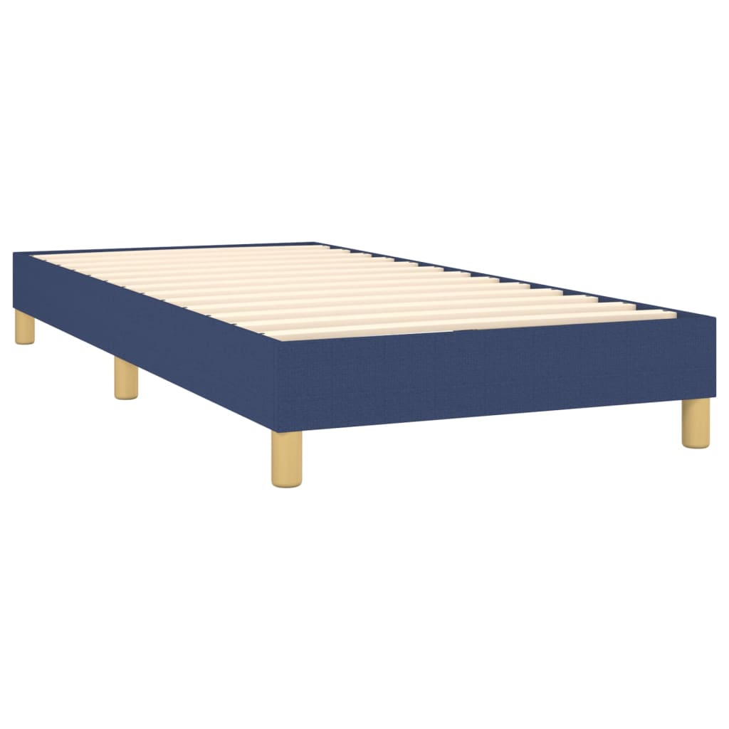 Cama box spring c/ colchão e LED 90x190 cm tecido azul