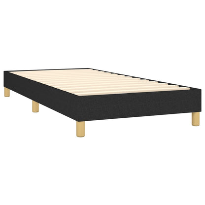 Cama box spring c/ colchão e LED 100x200 cm tecido preto