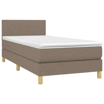 Cama box spring colchão/LED 100x200cm tecido cinza-acastanhado