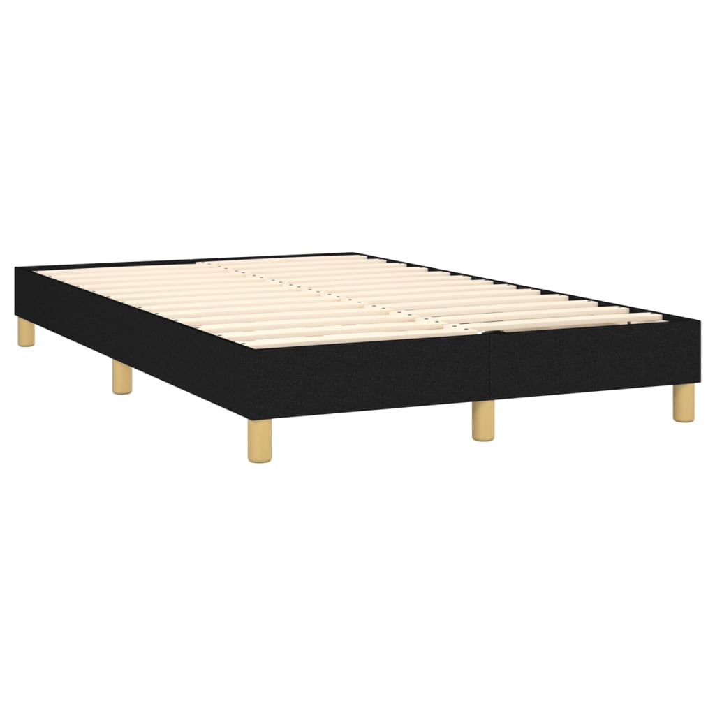 Cama box spring c/ colchão e LED 120x200 cm tecido preto