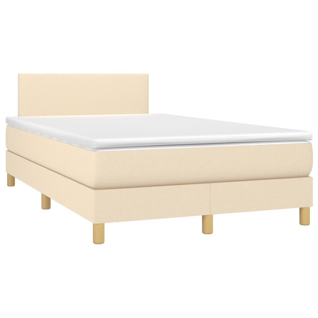 Cama box spring c/ colchão e LED 120x200 cm tecido cor creme