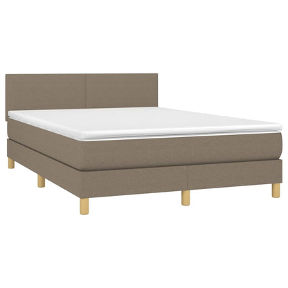 Cama box spring colchão/LED 140x190cm tecido cinza-acastanhado