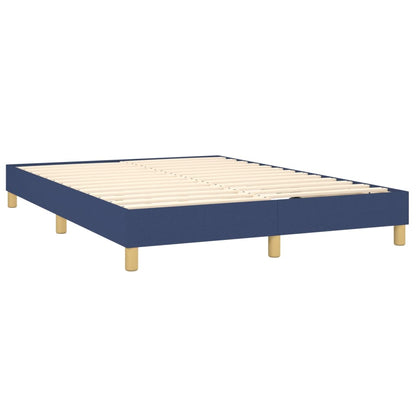 Cama box spring c/ colchão e LED 140x190 cm tecido azul