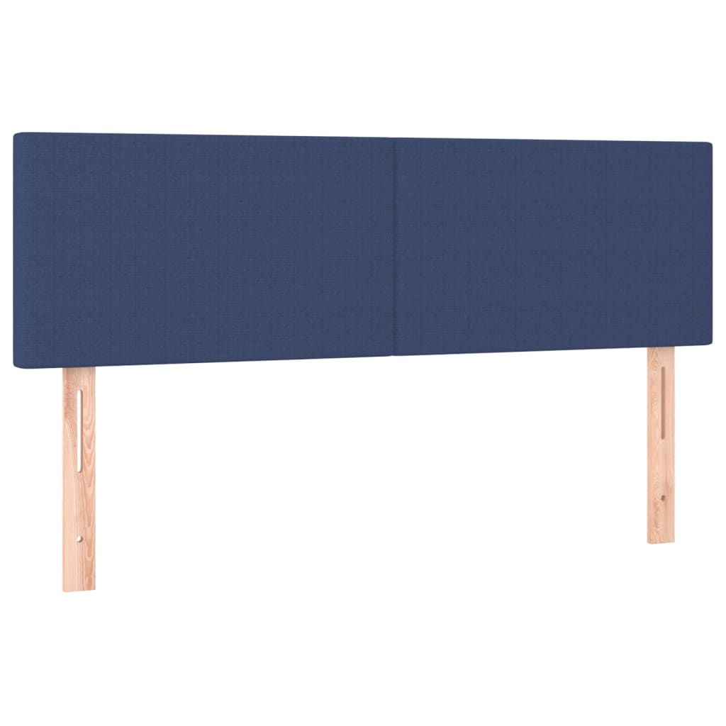 Cama box spring c/ colchão e LED 140x190 cm tecido azul