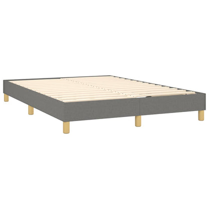 Cama box spring c/ colchão e LED 140x200 cm tecido cinza-escuro