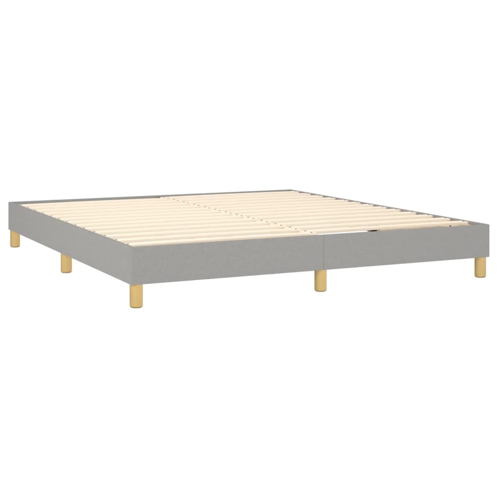 Cama box spring c/ colchão e LED 160x200 cm tecido cinza-claro