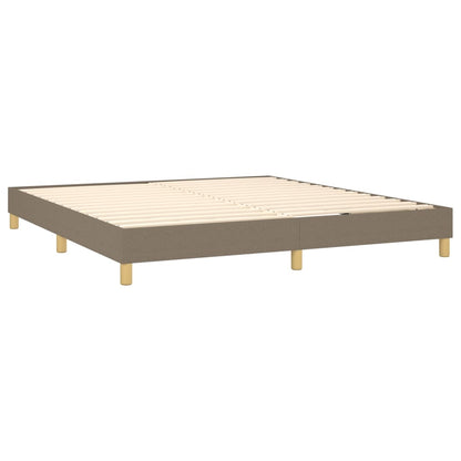 Cama box spring colchão/LED 160x200 cm tecido cinza-acastanhado