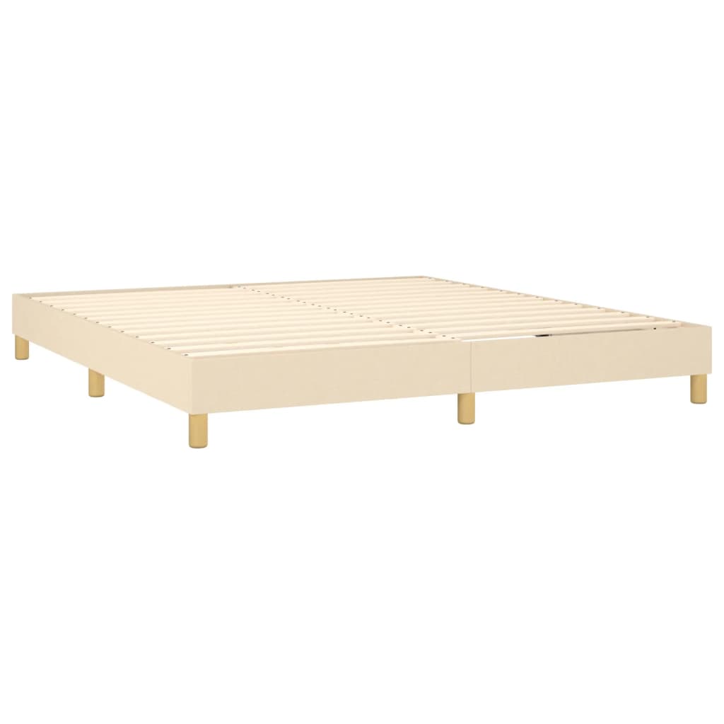 Cama box spring c/ colchão e LED 180x200 cm tecido cor creme