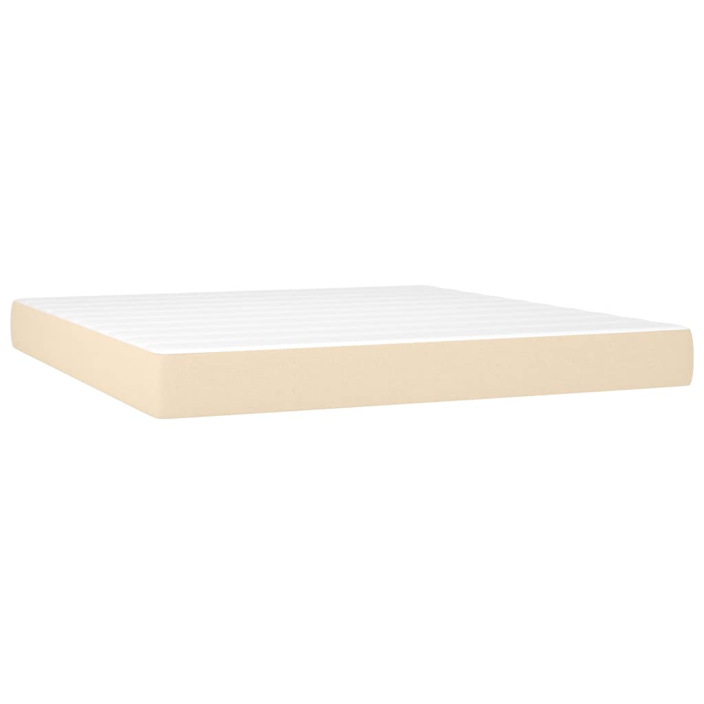 Cama box spring c/ colchão e LED 180x200 cm tecido cor creme