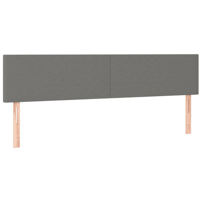 Cama box spring c/ colchão e LED 200x200 cm tecido cinza-escuro