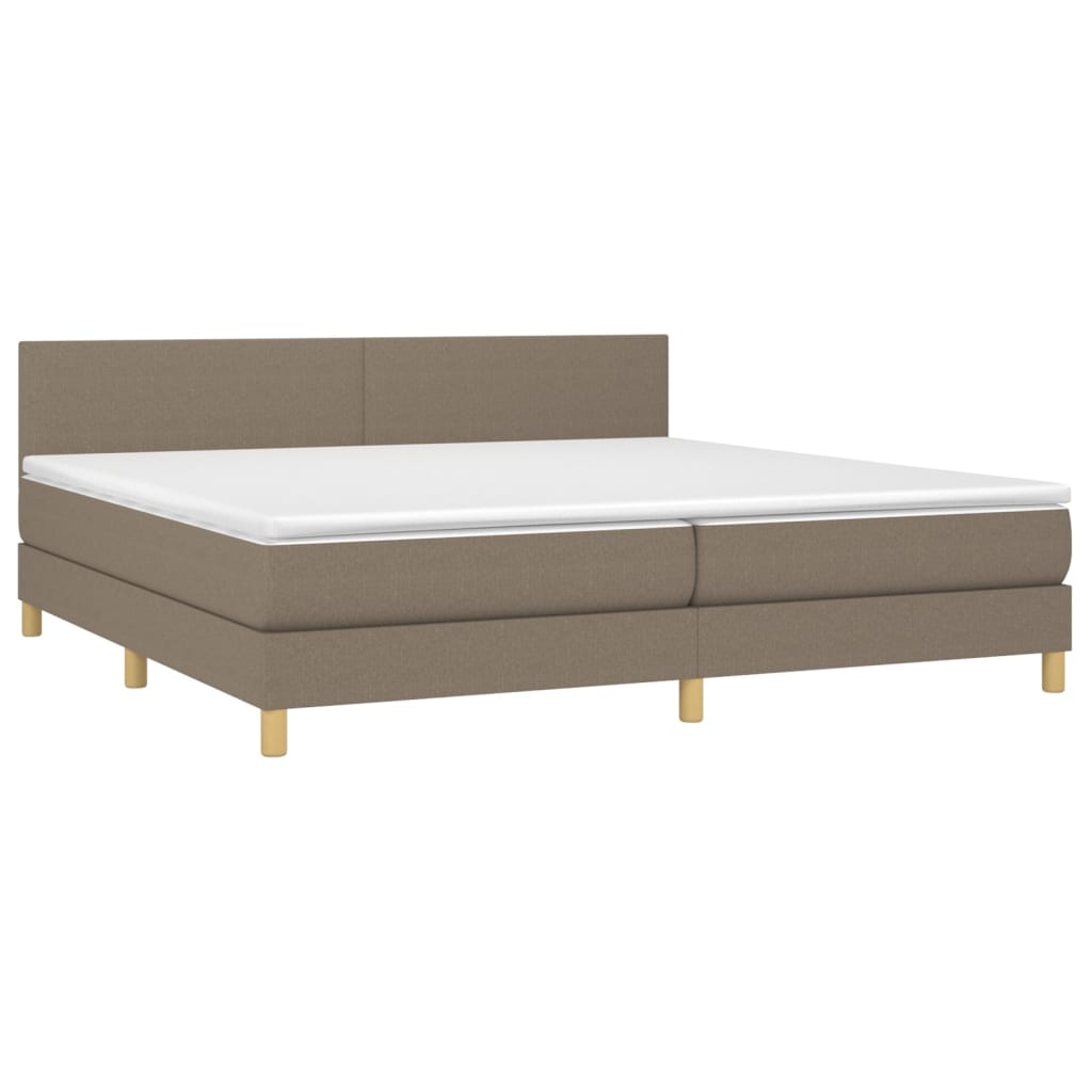 Cama box spring colchão/LED 200x200cm tecido cinza-acastanhado