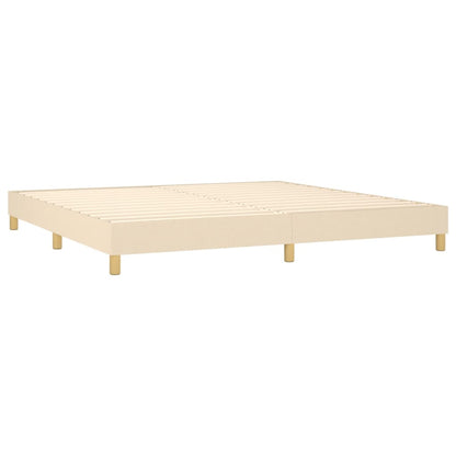 Cama box spring c/ colchão e LED 200x200 cm tecido cor creme