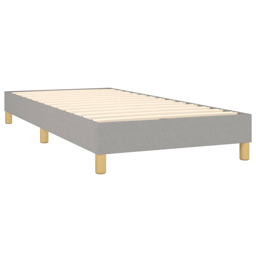 Cama box spring c/ colchão e LED 80x200 cm tecido cinza-claro